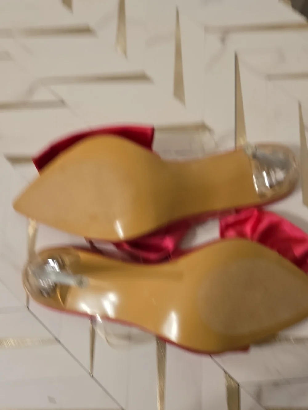 Cape Robbin Hot Pink Satin Bow Clear Strap Clear Stiletto Heels PeepToe SZ 8 EUC